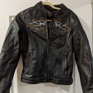 Y2K leather Motorcycle Jacket with Embroidery